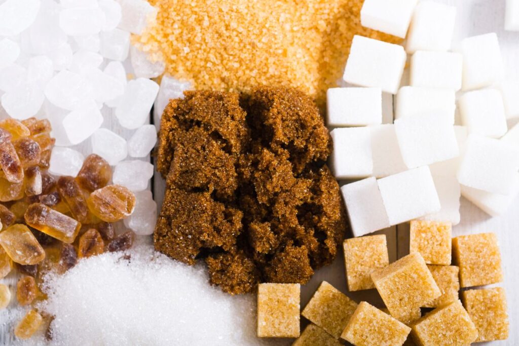 Different types of sugars.