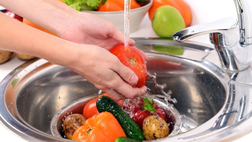 Fresh apples and cucumbers rinsed with apple cider vinegar wash.