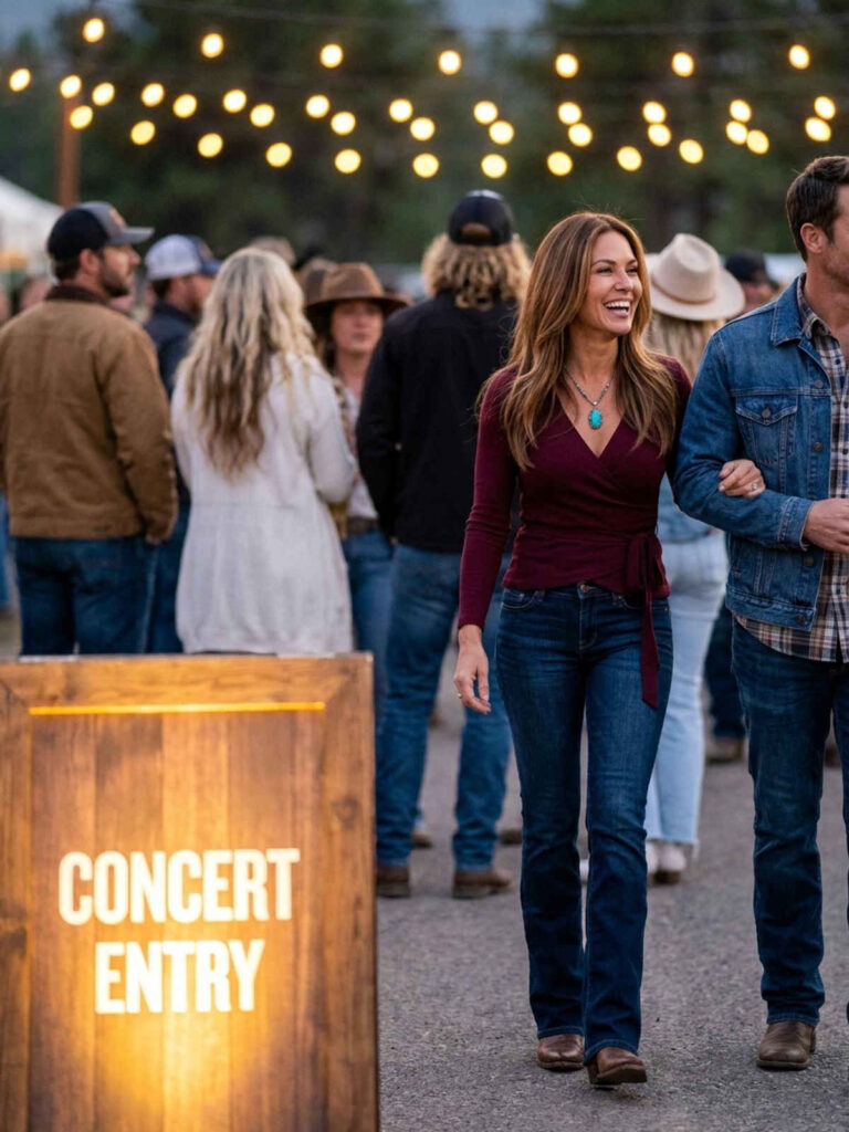 Wrap top and western boots outfit idea for a country concert date night.